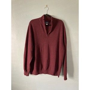 International Waters 100% cashmere men's plum 1/4 zip sweater size x-large